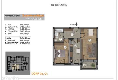 Apartament cu 2 camere decomandat în Central