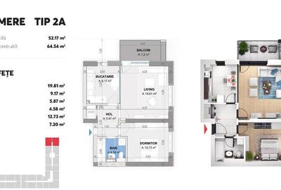 De vanzare Apartament 2 Camere TIP A in Plaza Residence Faza 6 - 2