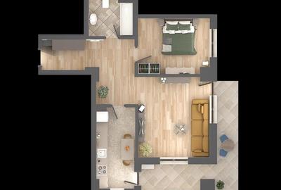 Apartament finalizat, 2 camere, Podu Ros Bloc Nou, etaj 5 - 2