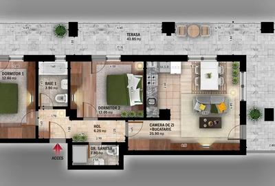 Apartament cu 3 camere semidecomandat în Theodor Pallady - 2
