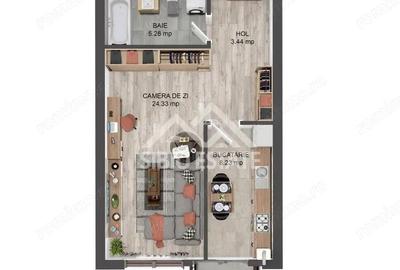 Garsoniera 41 mp, balcon bucatarie separata , intabulata zona Brana - 4