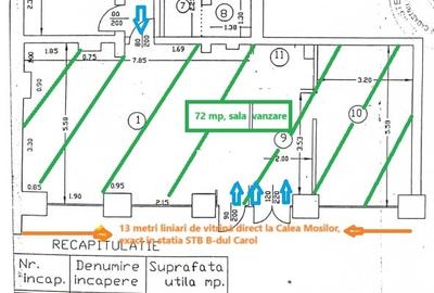 Exact in statia STB, MOSILOR intersectie Carol, 104mp OPEN, vitrina 13m, trafic - 5