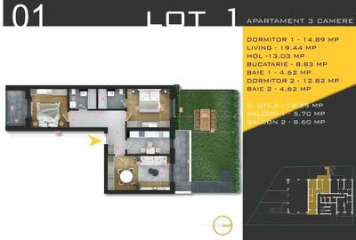 Apartament cu 3 camere decomandat în Titan - 2