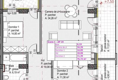 Apartament cu 3 camere de 76,72mp, pe strada Soporului - 2