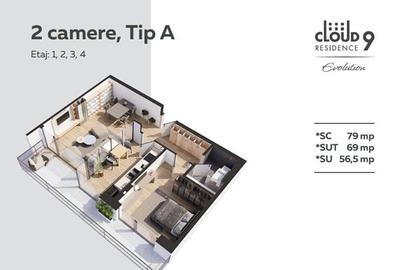 Apartament cu 2 camere decomandat în Pipera