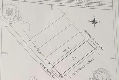 Teren intravilan 5000 mp, deschidere 70 m, Frumusani - DN4, iesire A0 si Centura - 8