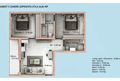 Apartament cu 3 camere semidecomandat în Fundeni - 2