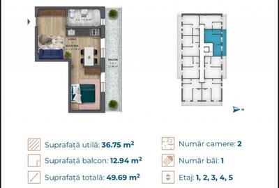 Apartament de 2 camere, prima linie la mare, Costinesti - 10
