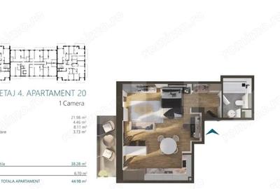 Apartament o camera, 40 mp, etajul 4, zona Elite - 1