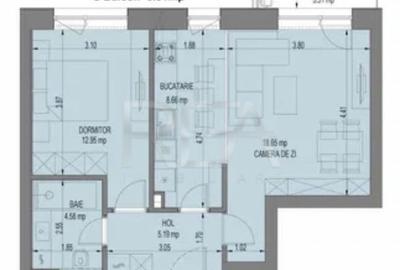 Apartament cu 2 camere semidecomandat în Nord