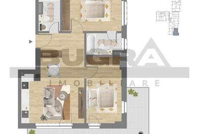 Apartament cu 3 camere semidecomandat în Dâmbul Rotund