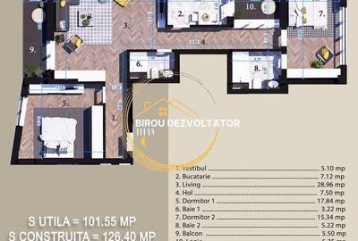 Apartament cu 3 camere decomandat în Titan - 5