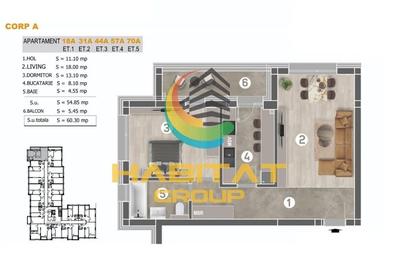 Apartament 2 Camere Decomandat Sector 4 Grand Arena 60.3MP - 2