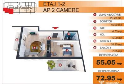 Apartament cu 2 camere în George Enescu - 1