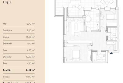 Apartament cu 3 camere decomandat în Doamna Ghica