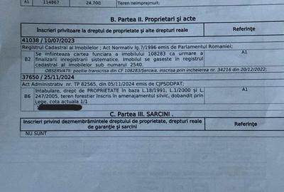 Teren de 24700 mp, în Șercaia