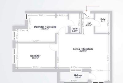 Apartament cu 3 camere în Central