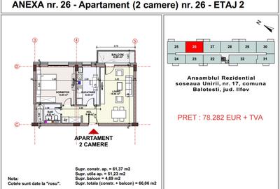 Apartamente 2 camere, Unirii apartment's Balotesti, lift, parcare - 6