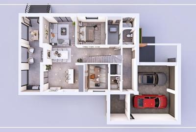 Vilă exclusivistă Balotești – 300 mp utili, 900 mp teren, living 7 m înălțime - 9