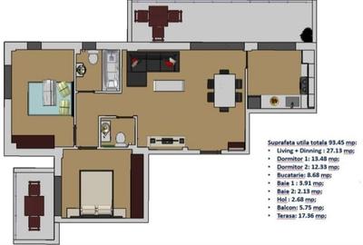 Apartament cu 3 camere decomandat în Odăile