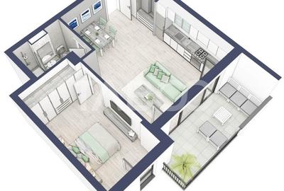 Apartament cu 2 camere semidecomandat în Turnișor