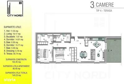 Apartament cu 3 camere în Tunari - 6