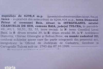 Teren de 6966 mp, în Ceamurlia de Sus