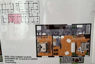 Apartament 3 camere, 64 mp, terasa, Centura - 2