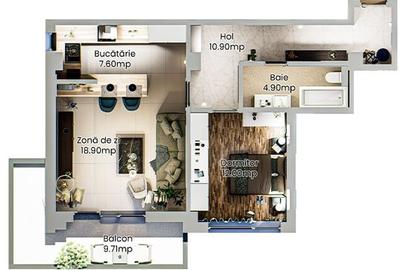 Apartament 2 camere - spatios intr-un complex rezidential nou din Podu Ros - 23