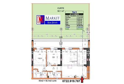 Apartament cu 3 camere nedecomandat în Central