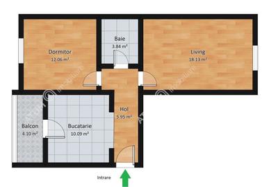 Apartament cu 2 camere decomandat în Ștrand
