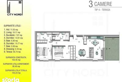 Apartament cu 3 camere în Central