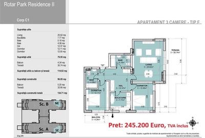 Apartament cu 3 camere decomandat în Central