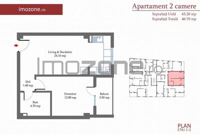 Ap 2 camere, 46 mp, etaj 2 din 4, METROU Pacii 10 min., Bloc nou, COMISION 0% - 8