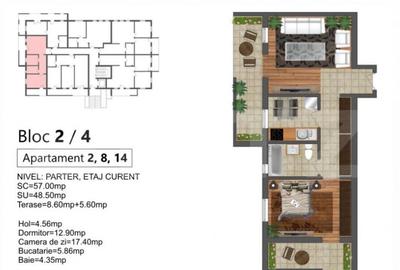 Apartament cu 2 camere în Central