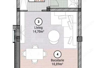 Apartament cu 1 camere 39 mp utili - 1