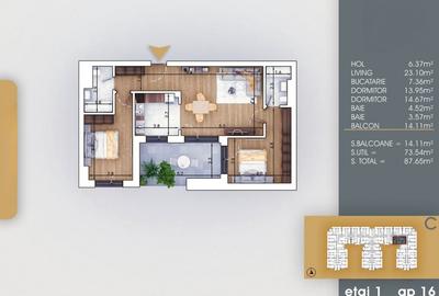 Titan Pallady - 3 camere, Metrou 7  minute, Incalzire in pardoseala - 2