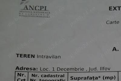 Teren de 2300 mp, în 1 Decembrie