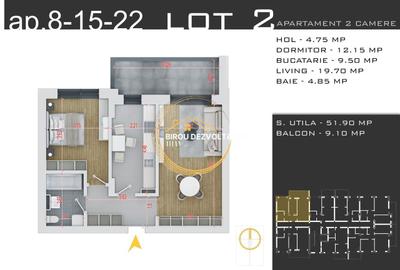 Apartament cu 2 camere decomandat în Titan - 10