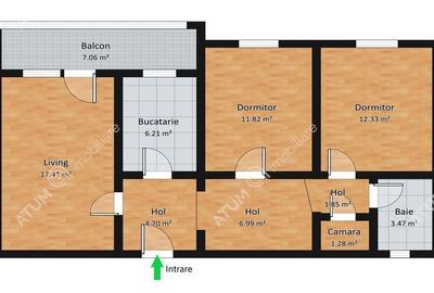 Apartament cu 3 camere decomandat în Central - 1