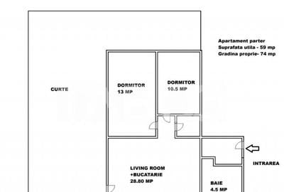 Apartament de vanzare 3 camere 2 bai gradina 74mp si parcare - 3