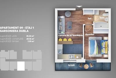 Metrou Aparatori 950 m - TVA 21% 2 camere tip Studio in constructie - 5