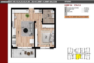 Apartament cu 2 camere, Studio, 46 mp - Metrou Berceni - Apartament cu 2 camere, Studio, 46 mp - Metrou Berceni - - 8
