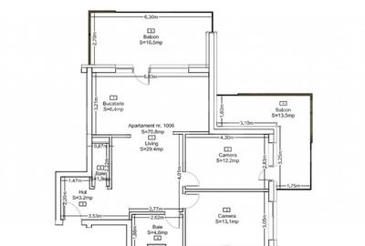 Apartament spa?ioas cu 3 camere, in bloc nou, cu vedere pa