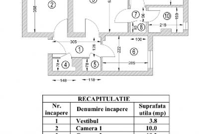 Apartament 3 cam 61 mp semidecomandat 2 bai etaj 2/4 bloc anvelopat Piata Minis - 13
