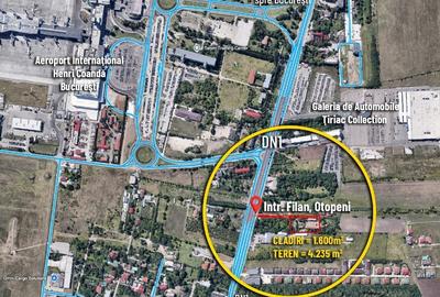 DN1 Otopeni Teren 4,235 mp  cu Spatii Depozitare 1,600 mp vis-a-vis Aeroport OTP