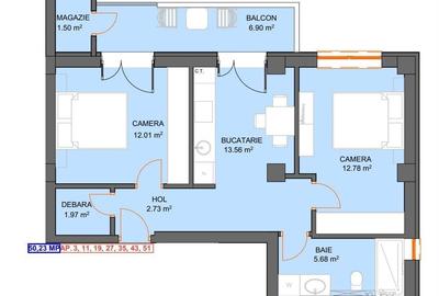 Apartament cu 2 camere decomandat în Central