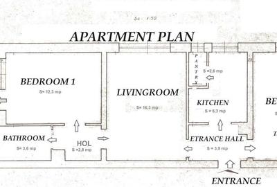 Apartament cu 2 camere semidecomandat în Central