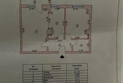 Apartament cu 2 camere decomandat în Central