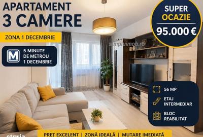Apartament cu 3 camere decomandat în 1 Decembrie 1918